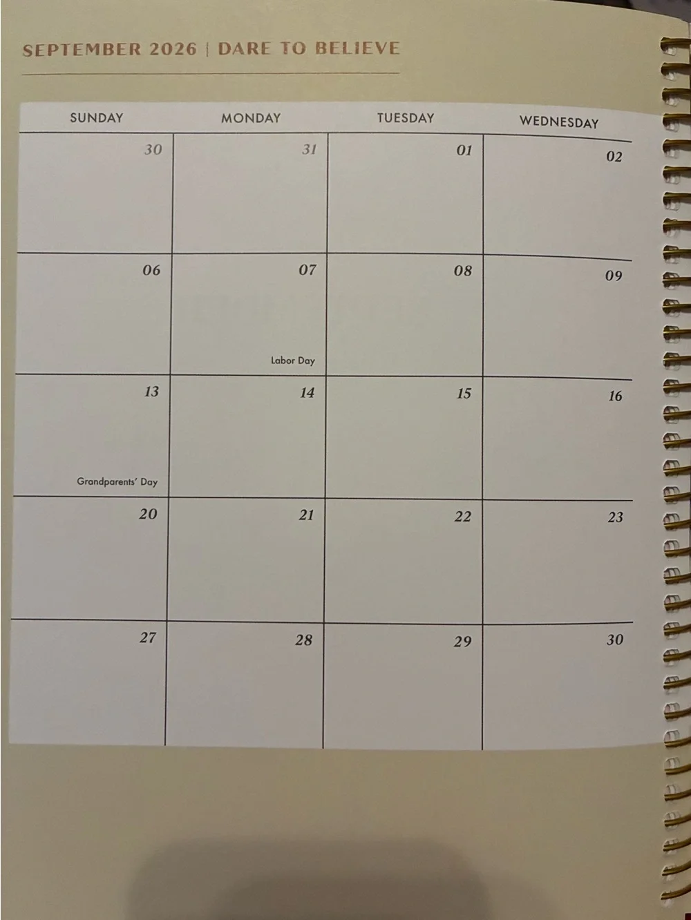 2026 Dare to Believe planner